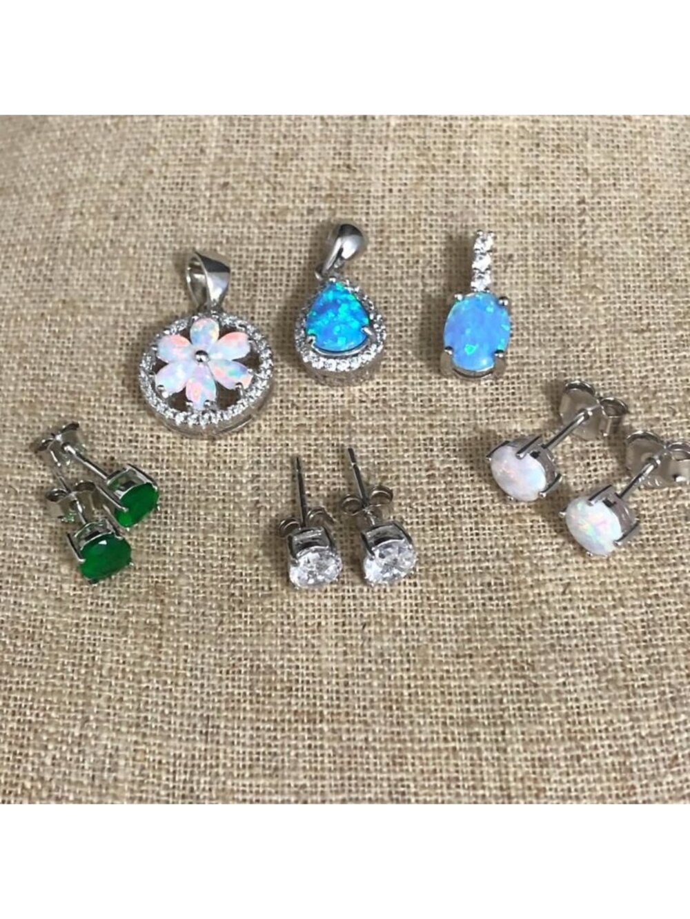 925 Sterling Silver Lot Ethiopian Fire Lab Opal & Gemstones